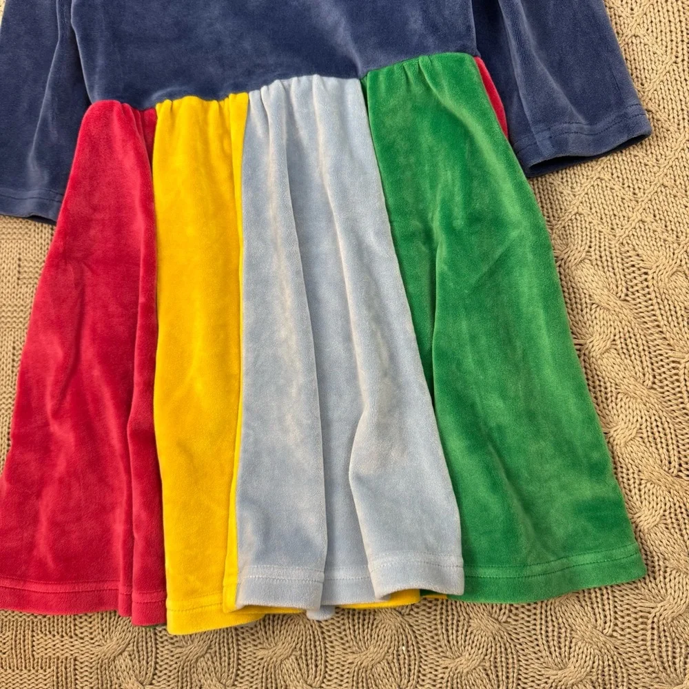 Mini Boden Rainbow Velour Girls Twirl Dress 3/4
